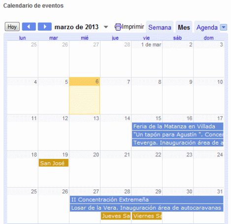 Calendario de eventos de autocaravanas